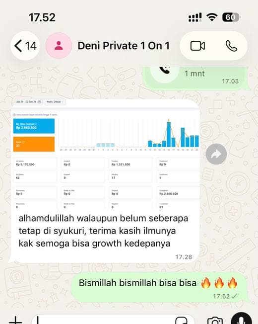 Screenshot chat: Deni — 31 order